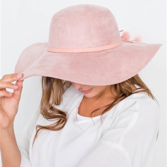 Pink Faux Suede Floppy Hat - Picture 2 of 3